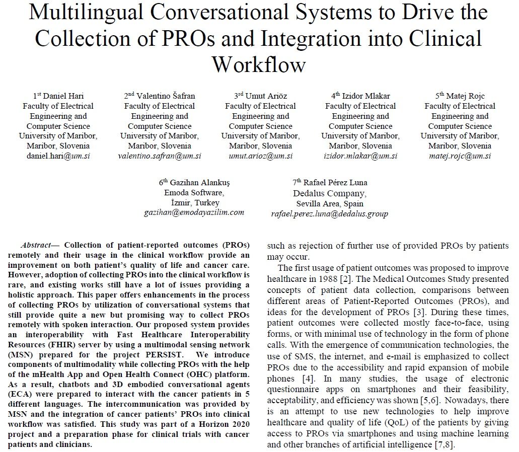 PERSIST H2020 için çok dilli konuşma sistemlerine katkıda bulunduk